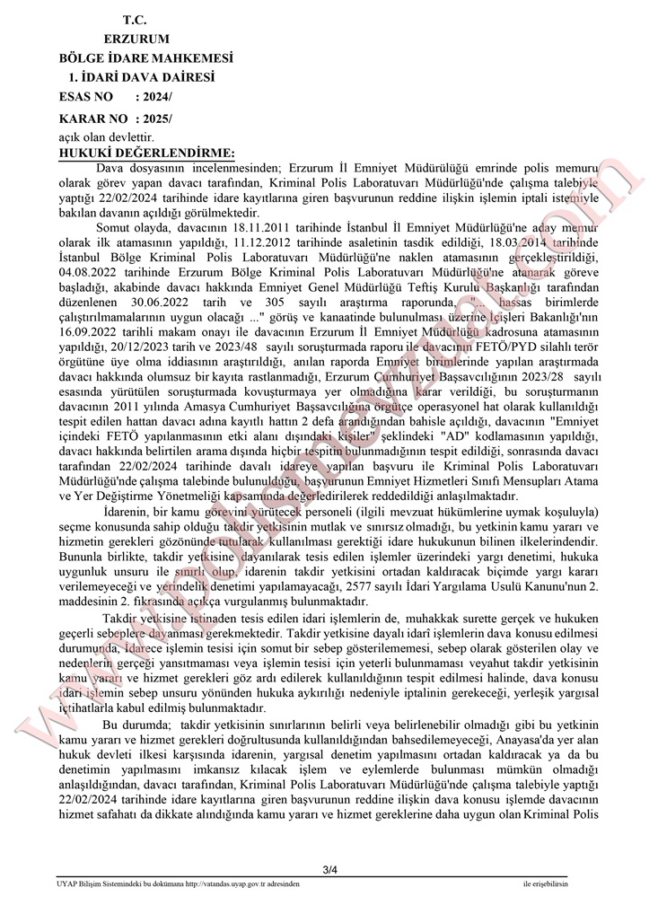 Kriminal Polisi branşına dönme emsal kararı