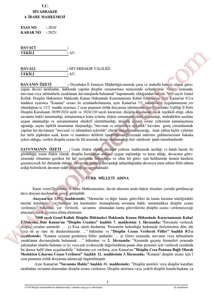 görevde uyumak veya uyuklamak bekçiye ceza