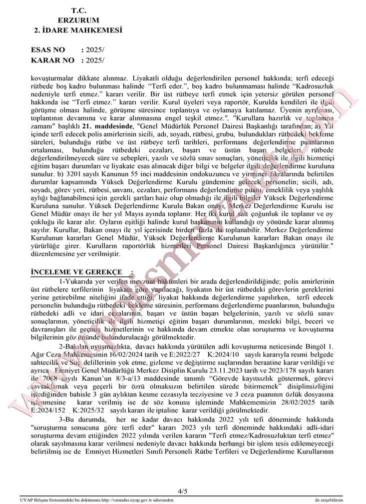 komiser rütbe terfi ve özlük hakları