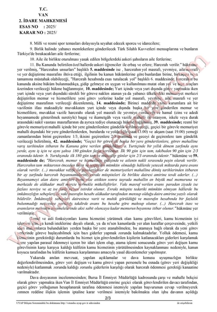 Emniyet geçici görev yolluğunun iadesi davası. 3 çarşı ve mahalle bekçisi geçici görev yolluğu iadesi davası emsal kararı