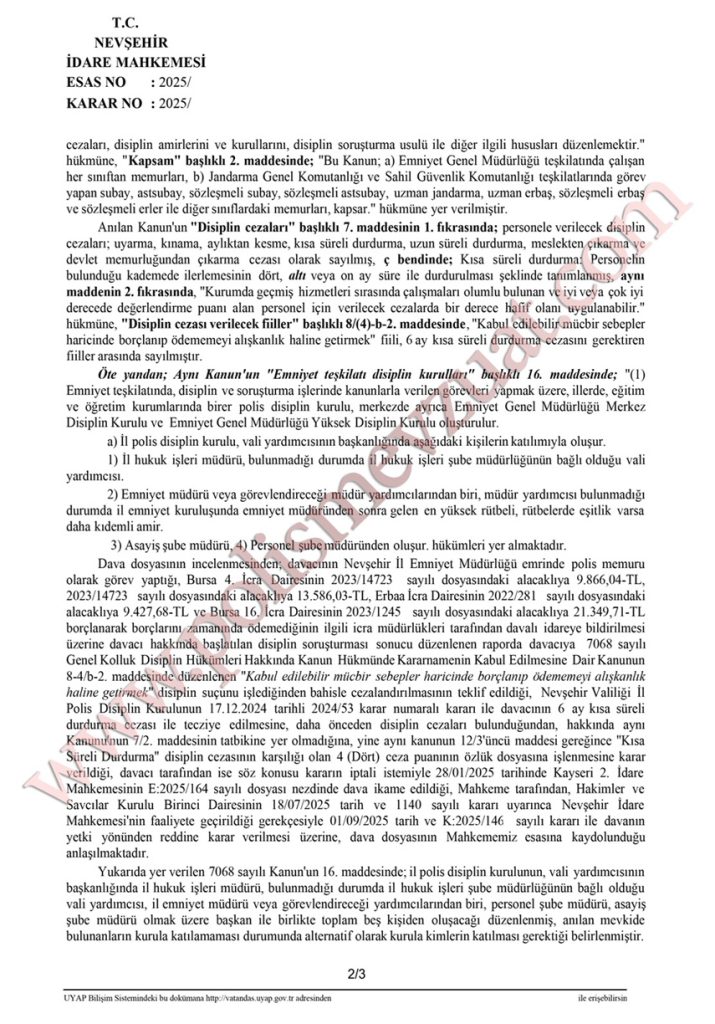 borçlanan polise cezanın iptali davası