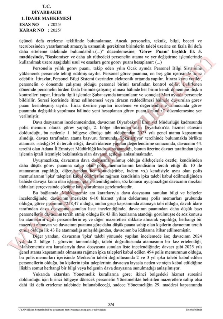 polis genel atama iptal ipka kabul