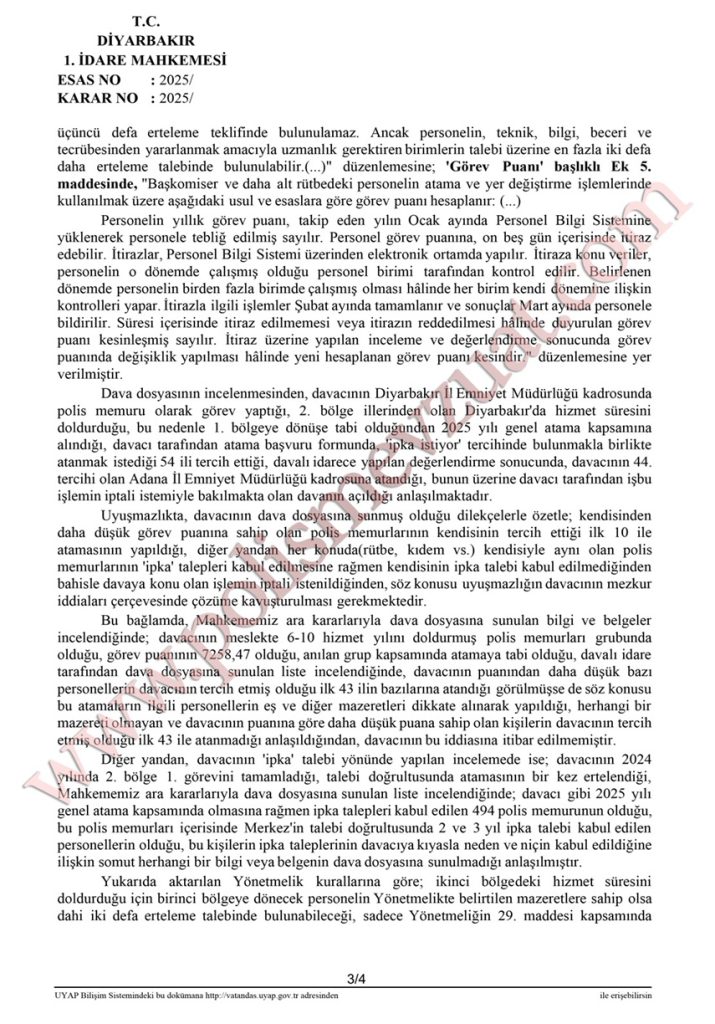 polis memuru genel atama iptal davası ipka kabul emsal kararı