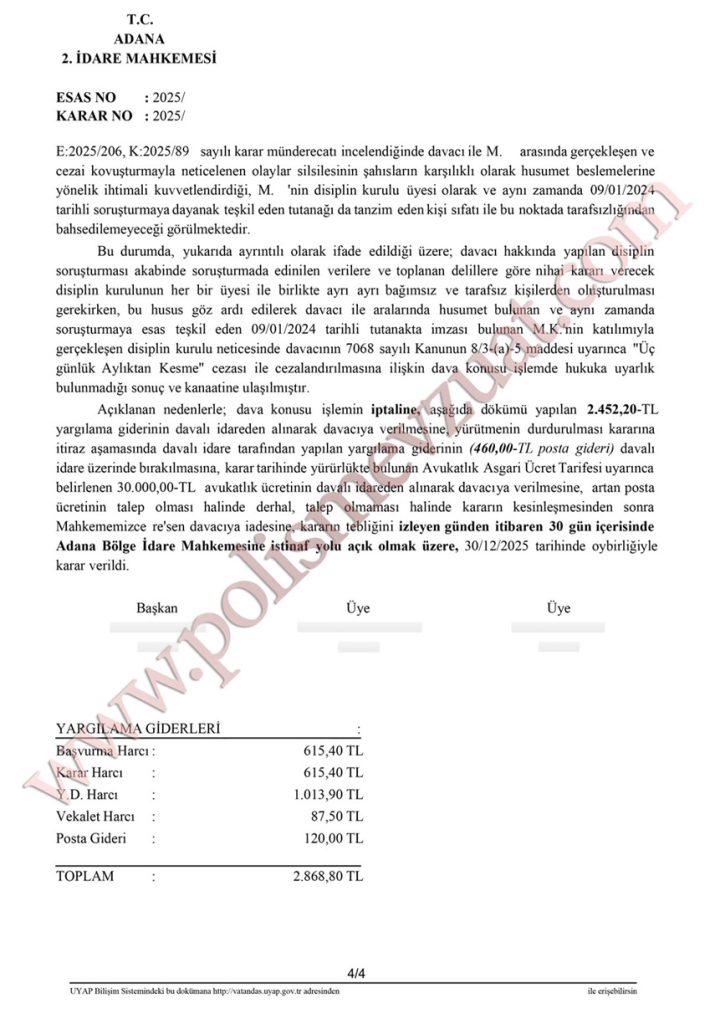 whatsaptan yazdığı mesaj nedeniyle görev dışında amire saygısız davranmaktan ceza