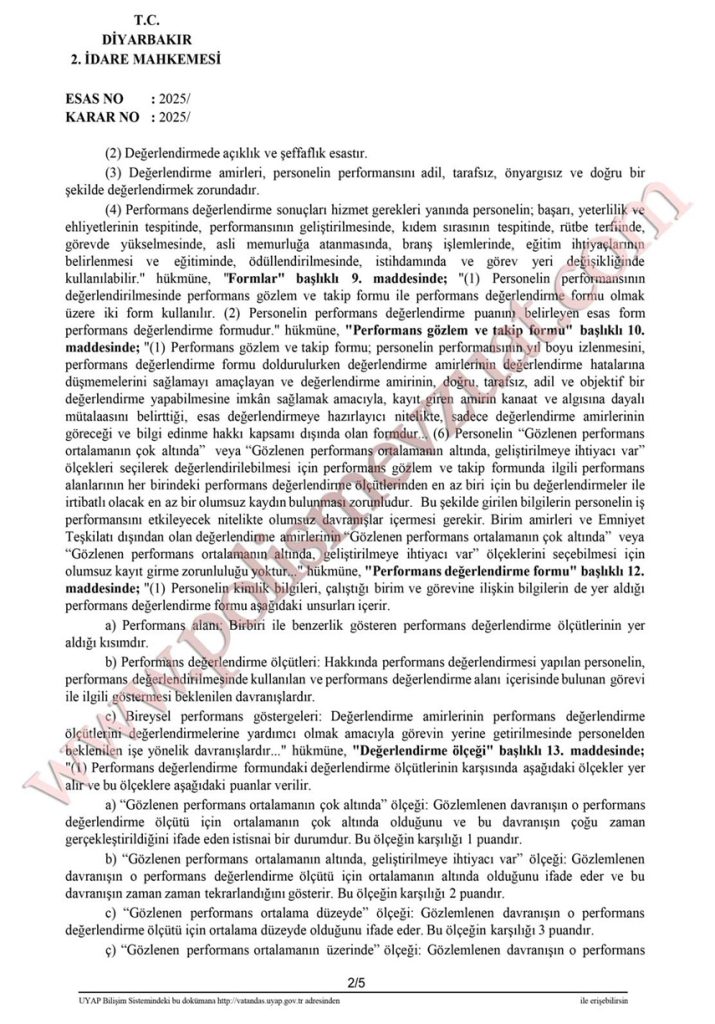 komiser yıl sonu performans puanı davası