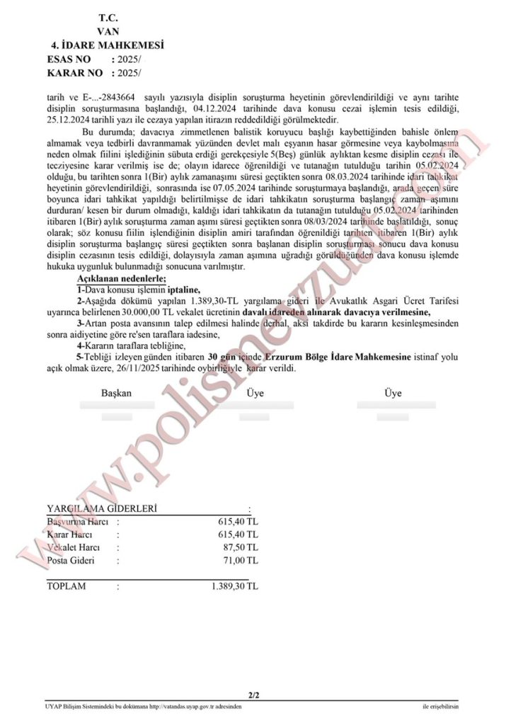 üzerine zimmetli olan eşya koruyucu balistik başlığın kaybolmasından dolayı devlet malı eşyanın kaybolmasına neden olmaktan ceza