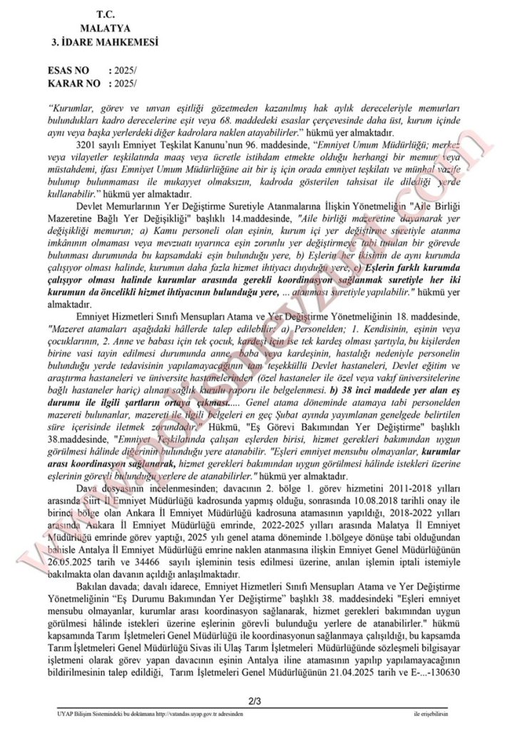 genel atamanın iptali eş durumu ataması