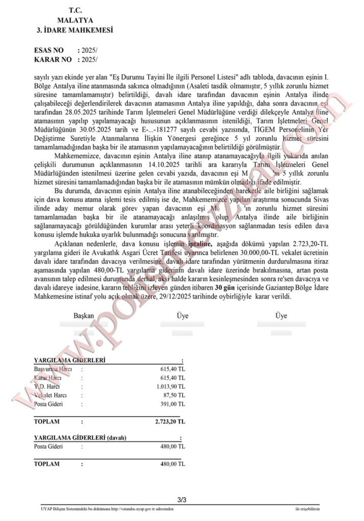 genel atamada eş durumu ataması