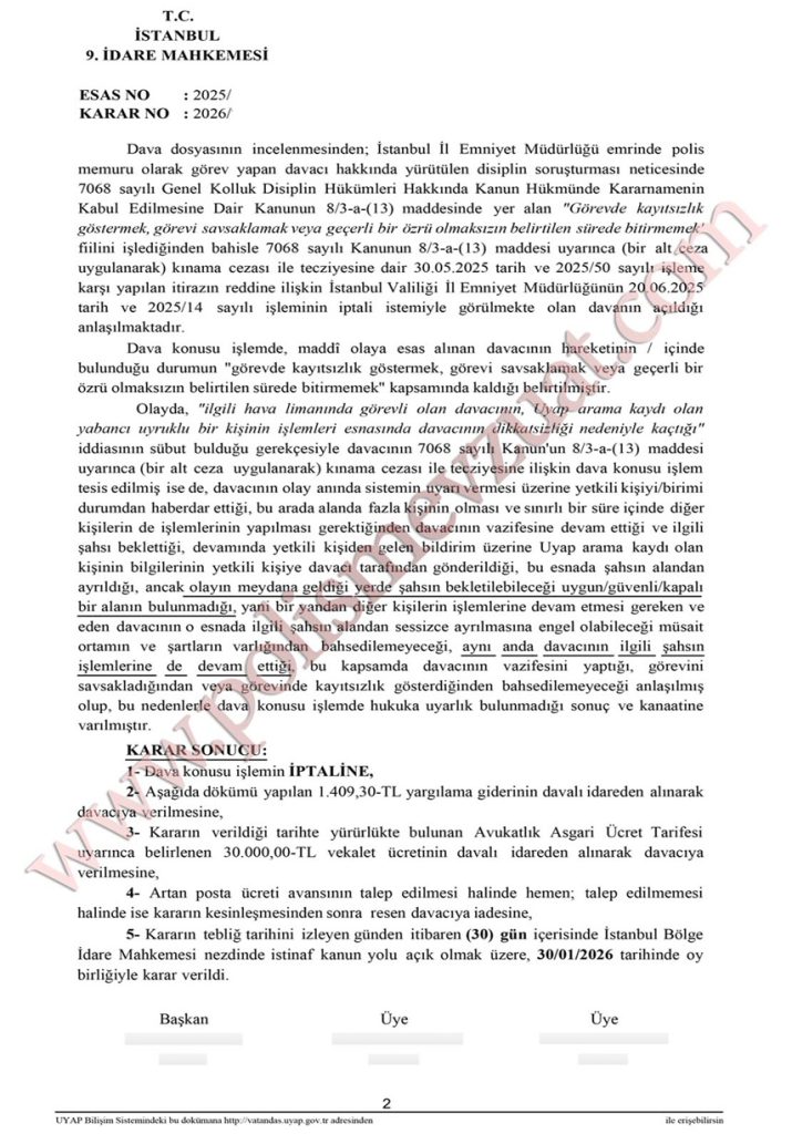 Havalimanında çalışan polisin aranması olan şahsın kaçmasına neden olması. 5 havalimanında çalışan polisin araması olan şahsın kaçması disiplin cezası