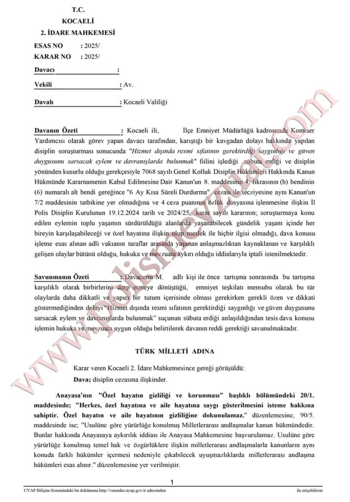 görev dışında kavga etmek memura ceza