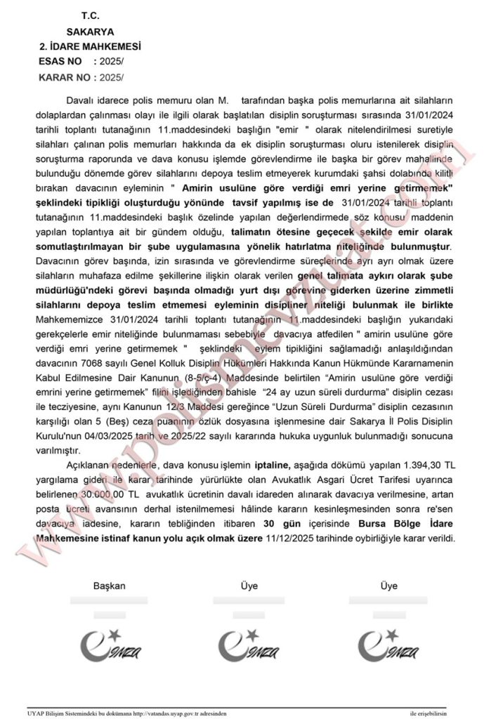 silahı çalınan polise ceza