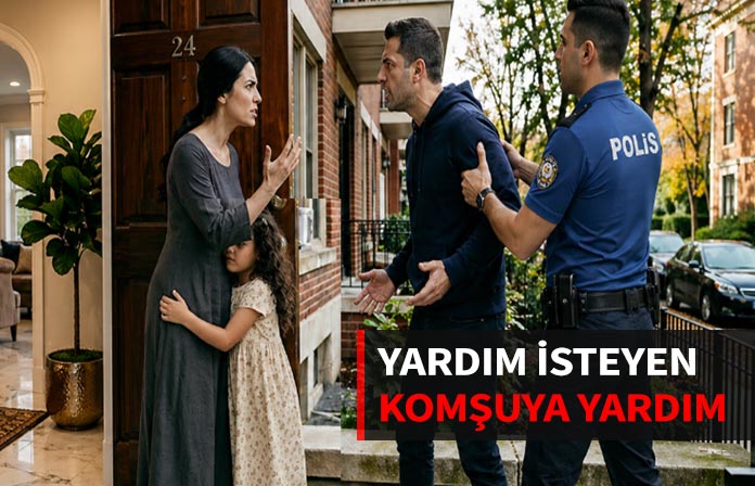 Yardım isteyen kadın komşusuna yardım eden polis memuruna disiplin cezası. Kavga eden polis.