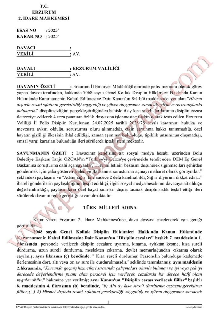 sosyal medyada siyasi paylaşım yapan polis memur