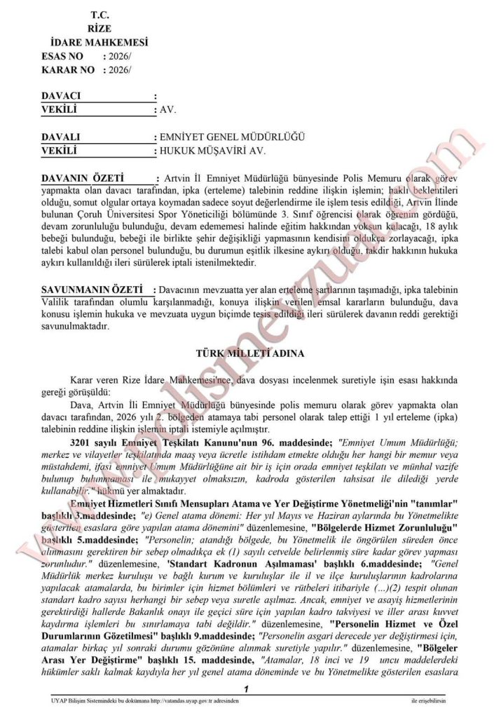 Polisin eğitim hakkı gereği atamasının iptali. 2026 yılı Genel atamanın iptali. 5 FB IMG 1785382598347