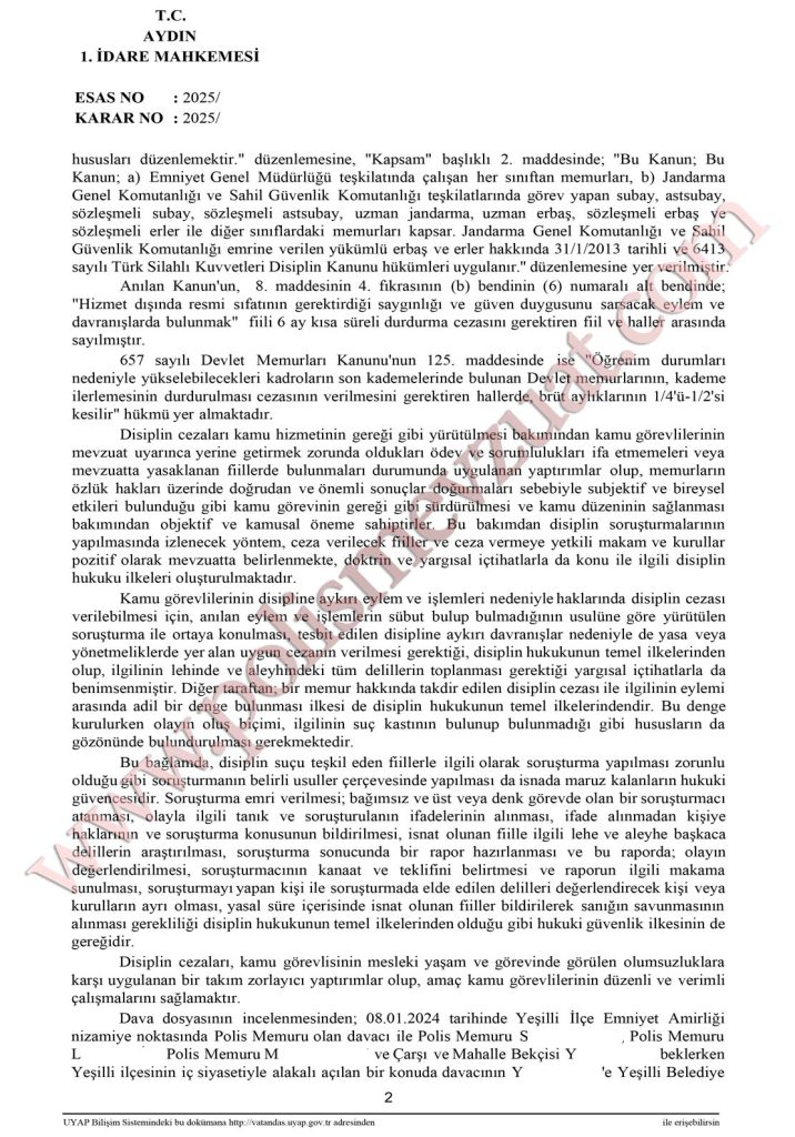 dedikodu yapan bekçiyi uyarmayan polise disiplin cezası
