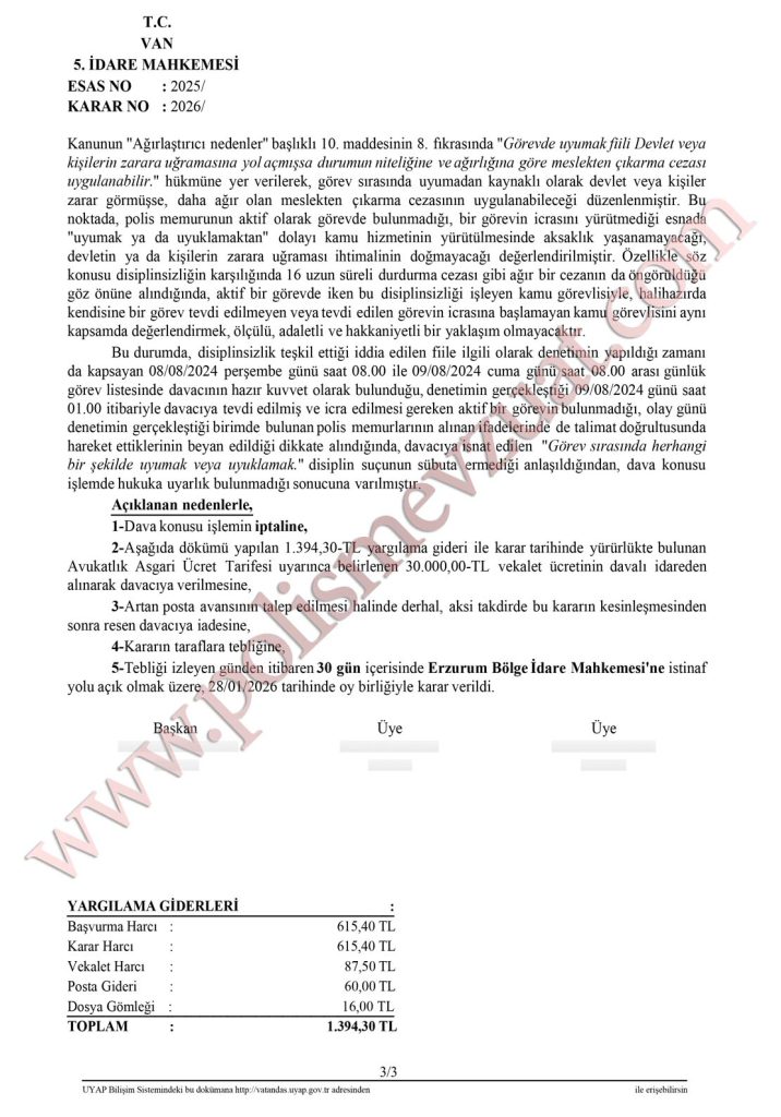 Görevde uyumak veya uyuklamaktan polise ceza. Mescitte uyumak iddiası. 7 polis görevde uyumak veya uyuklamaktan ceza mescitte uyumak