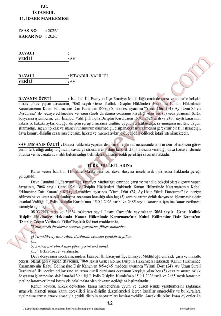 İş yerinin kurşunlanmasıyla mesai arkadaşlarına yardıma giden bekçiye görev yeri terkten verilen cezanın iptalidir. 4 görev yerini terk ten bekçiye ceza