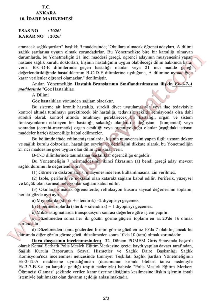 kronik blefarit POMEM'den ilişik kesilen öğrenci emsal kararı