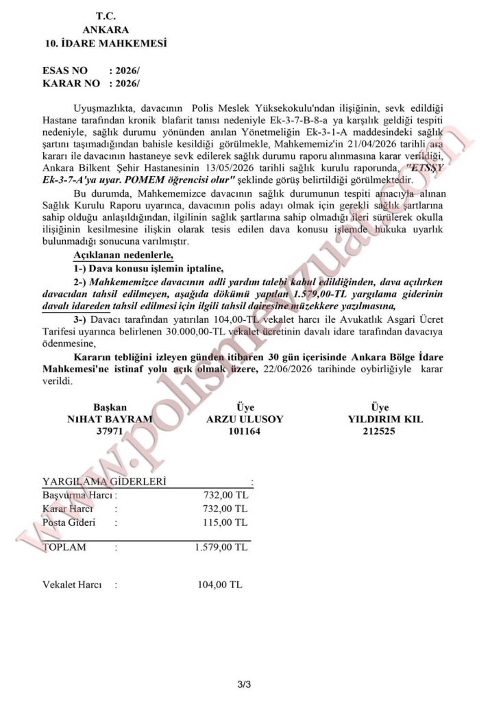 kronik blefarit POMEM'den ilişik kesilen öğrenci davası