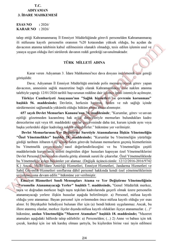 annesi alzheimer hastası olan polisin sağlık özrü ataması annesi hasta olan polisin ataması
