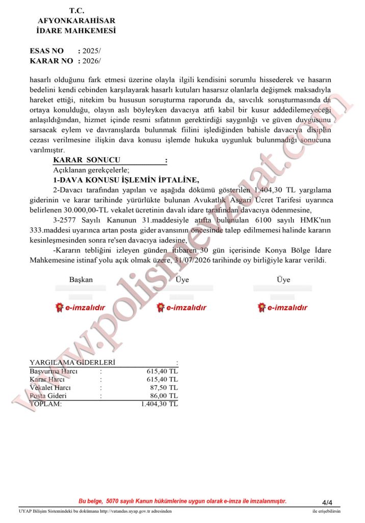Amire bilgi vermeden malzeme değiştiren polise verilen disiplin cezasının iptali. 9 hırsızlık şüphesi ile polise ceza