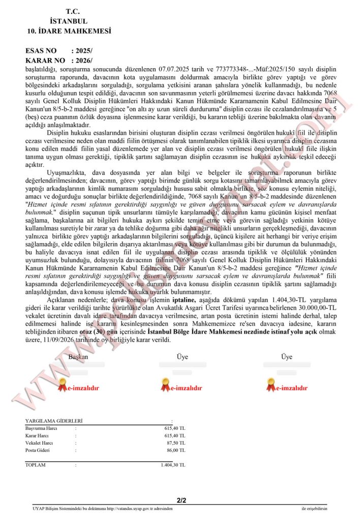 GBT kotasını doldurmak için arkadaşını sorgulayan bekçiye verilen cezanın iptali. GBT sorgulaması. 5 gbt kotasını doldurmak için arkadaşını sorgulayan bekçiye disiplin cezası
