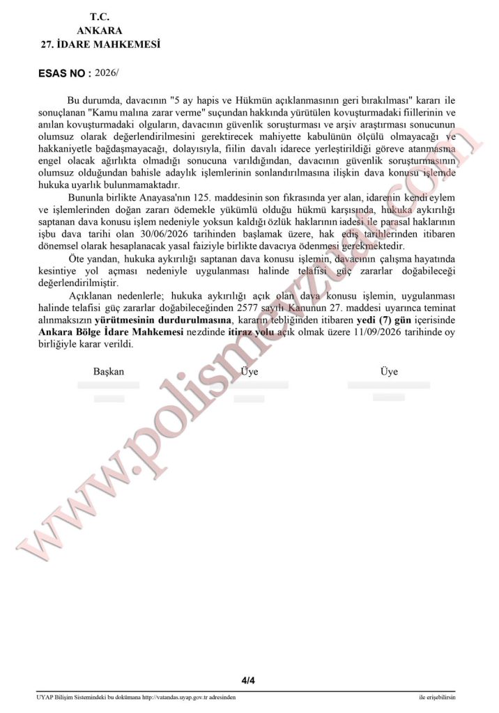 Güvenlik soruşturması olumsuz olan uzman erbaşın davası. 9 uzman erbaş güvenlik soruşturması